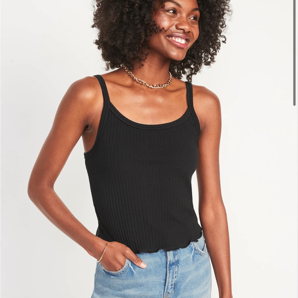 COPY - Old Navy Fitted Cropped Lettuce-Edge Rib-Knit Tank Top for Women. Brand …